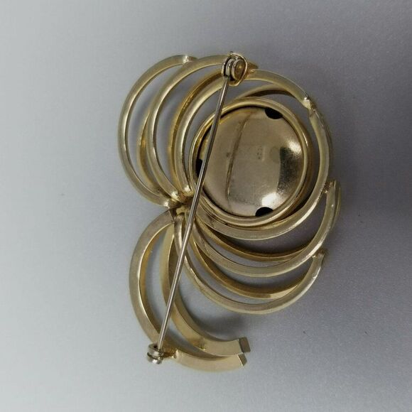 Vintage Gold Tone Atomic Style Retro Lapel Pin Brooch, Mid Century Unisex - Picture 3 of 5